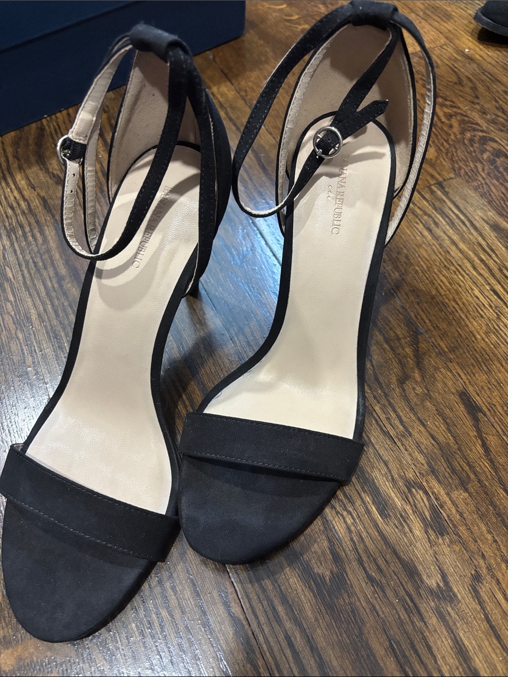 Banana Republic Black Ankle-Strap Open-Toe Heels